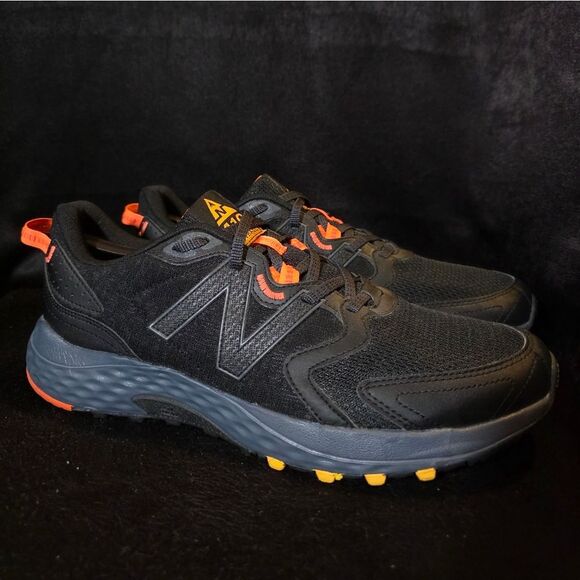 New Balance Men\'s Black and Orange Trail Shoes Size 12